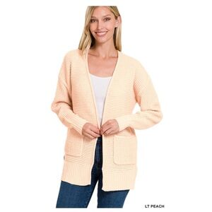 WAFFLE OPEN CARDIGAN SWEATER